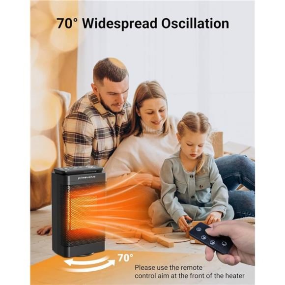 Portable Electric Space Heater with Remote, 1500W Ceramic Oscillating Heater - Picture 6 of 7